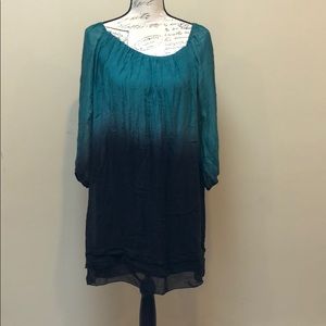 NWOT Silk ombré shirt dress sz M